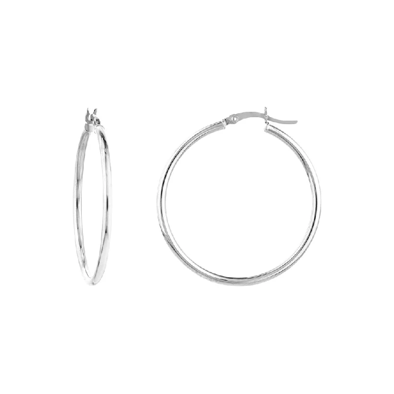 10K White Gold 35mm Hoop Earrings