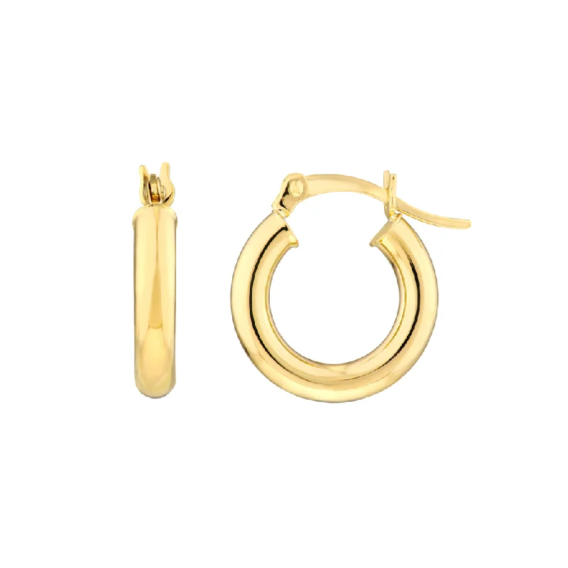 10K Yellow Gold 15mm Tube Hoop Earrings