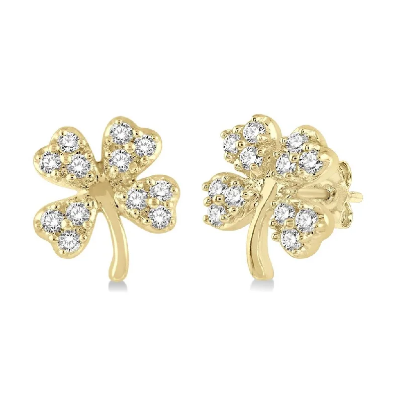 10K Yellow Gold Petite Diamond Clover Earrings