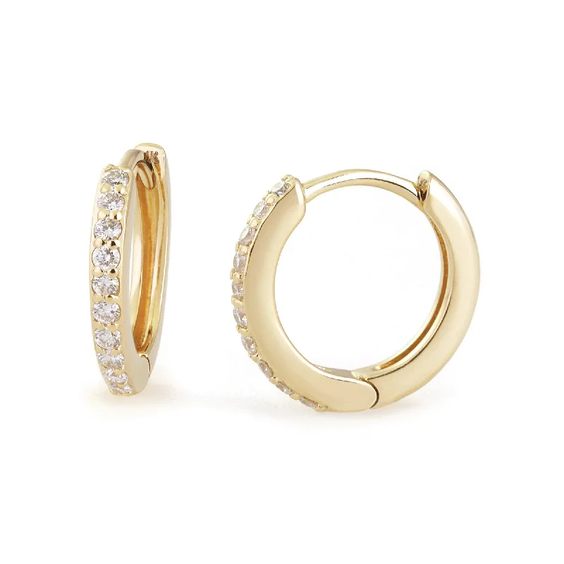 10Mm Diamond And 14K Gold Huggies