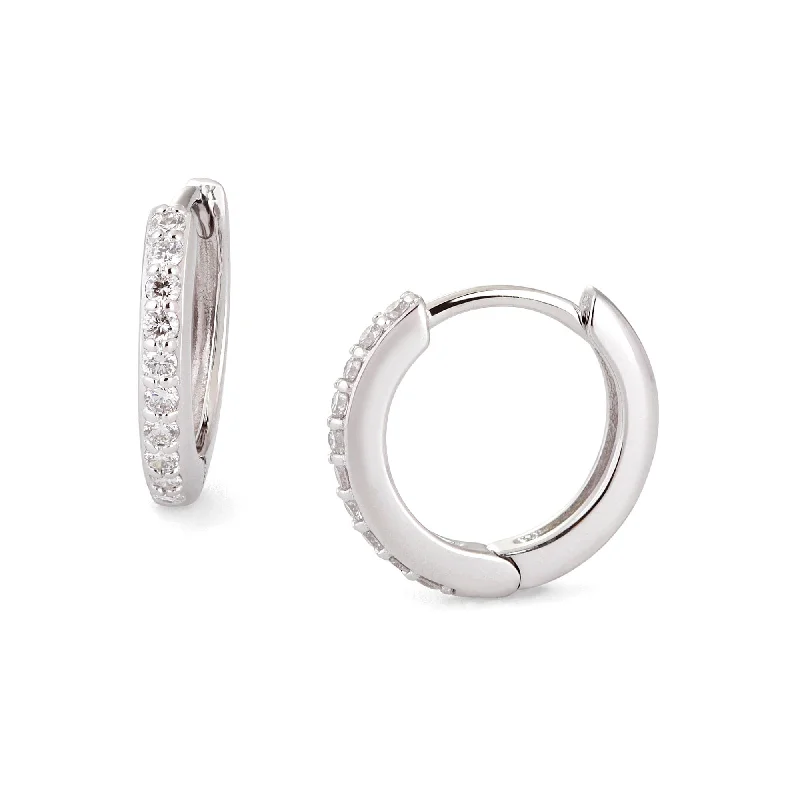 10Mm Diamond And 14K White Gold Huggies