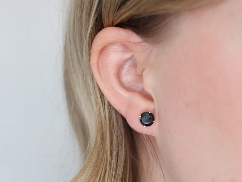 Black Spinel Stud Earrings