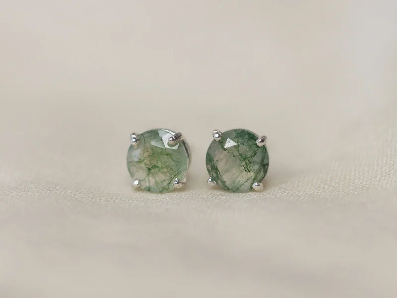 Moss Agate Stud Earrings