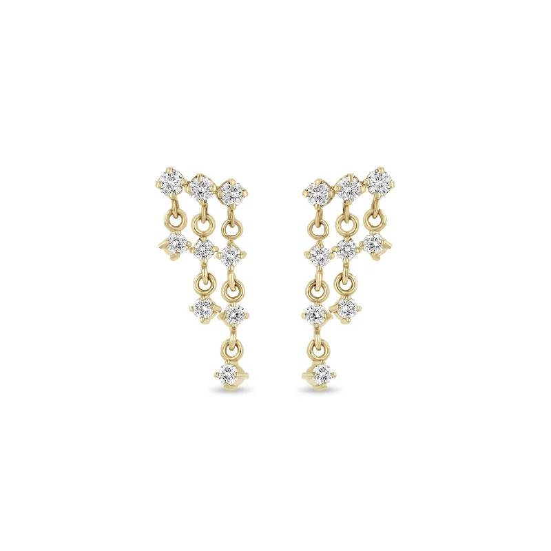 14k Linked Prong Diamond Waterfall Earrings