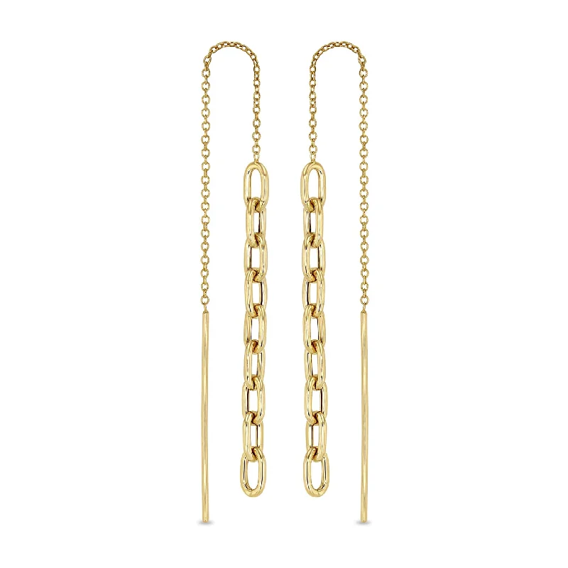 14k Gold Medium Square Oval Link Chain Drop Threaders