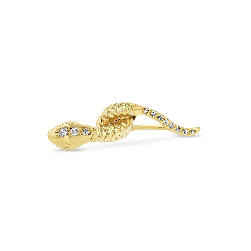 14k Pavé Diamond Snake Ear Shield