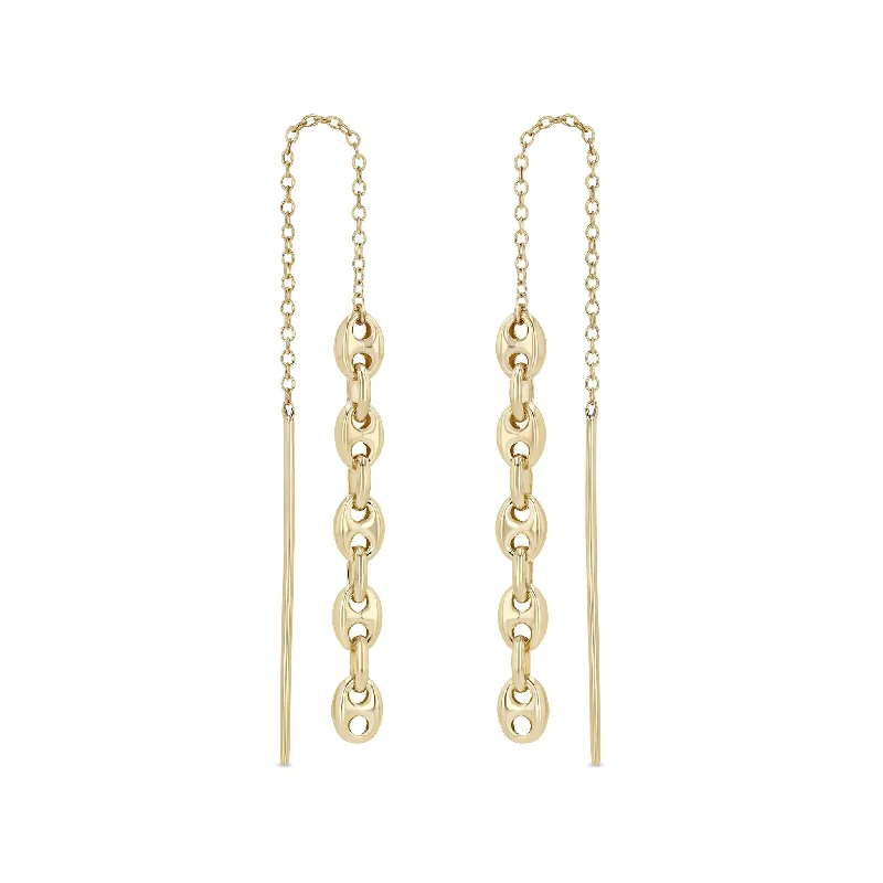 14k Gold Small Mariner Chain Drop Threaders