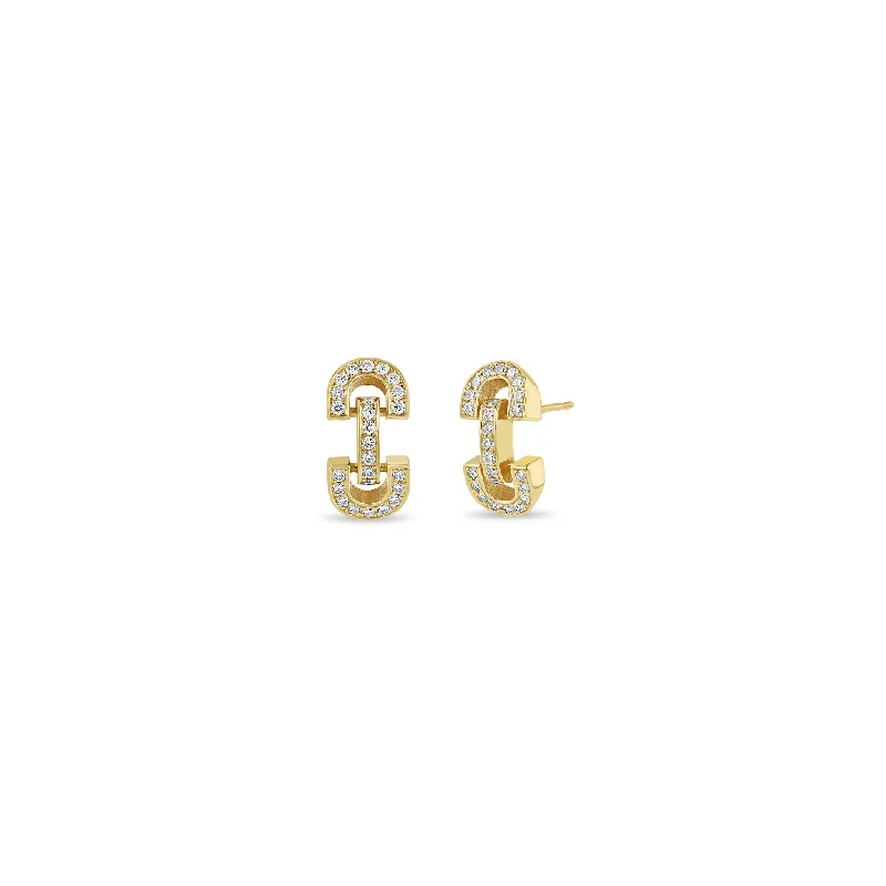 14k Vintage Pavé Diamond Horsebit Link Studs