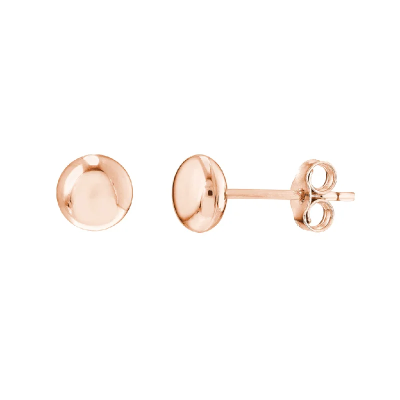 14K Rose Gold 5.5mm Flat Round Pebble Earrings