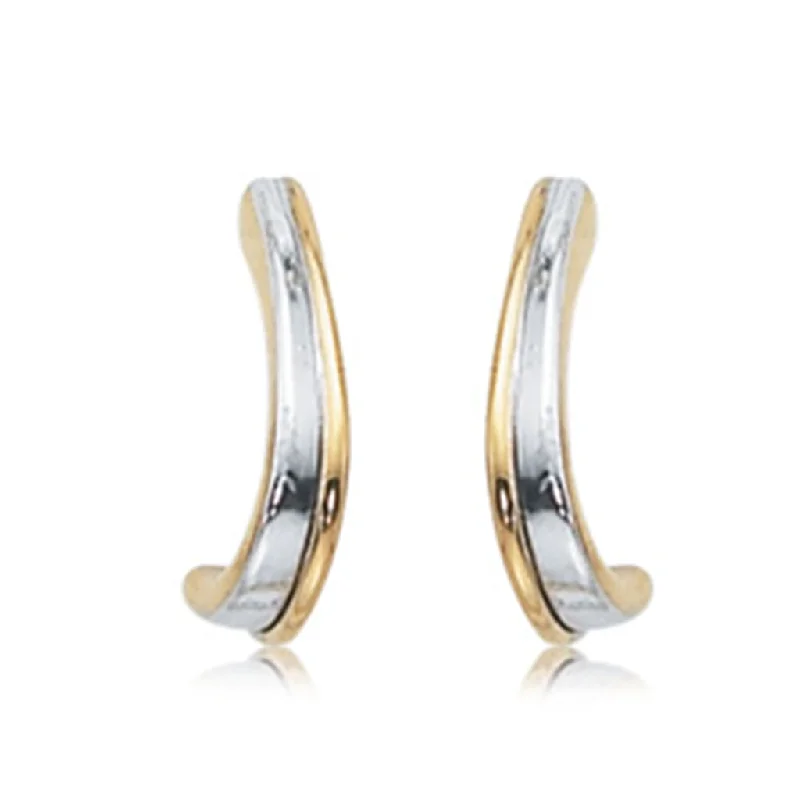 14K White And Yellow Gold Small Rimmed J Earrings