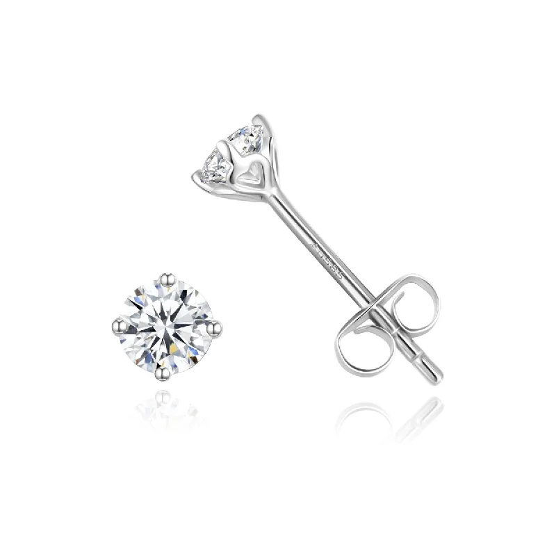 14K White Gold 0.3CTTW Heart Shaped Four Prong Set Lab Grown Diamond Solitaire Stud Earrings