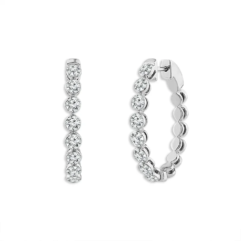 14K White Gold 28mm Oval Lab Grown Diamonds Hoop Earrings