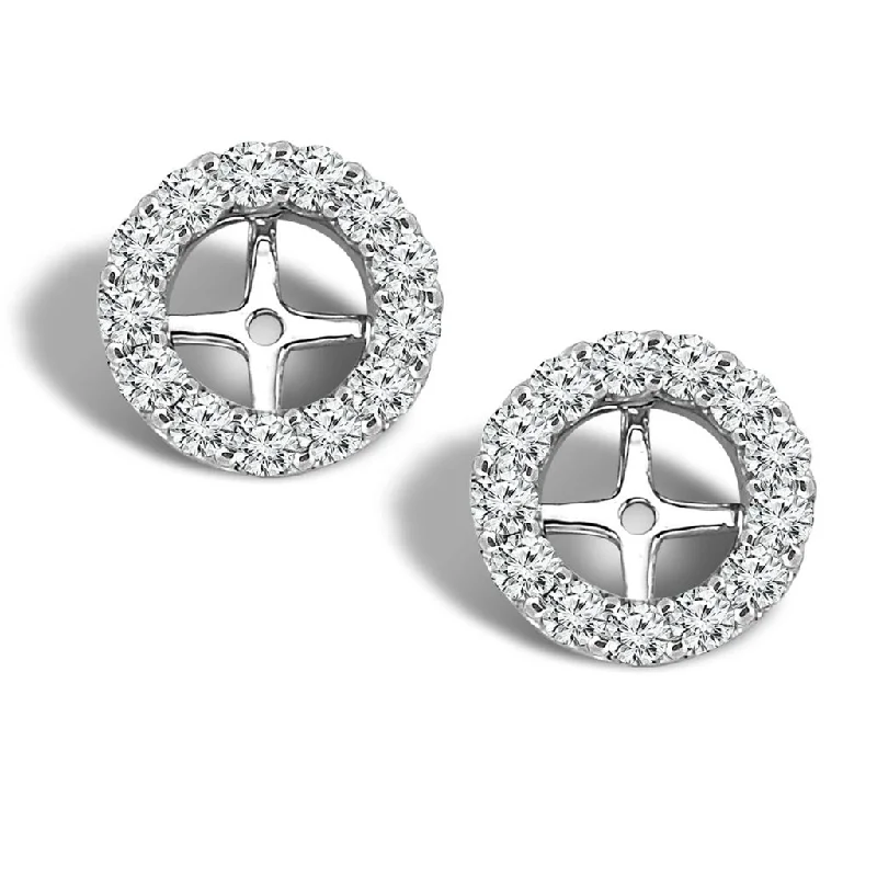 14K White Gold Diamond Earring Jackets