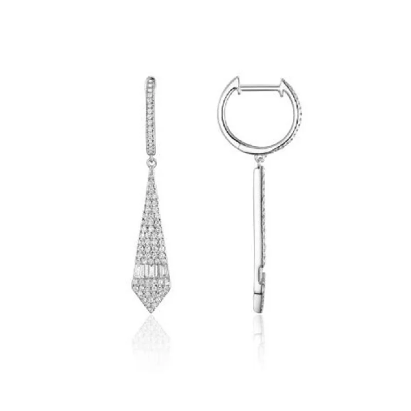 14K White Gold Drop Diamond Earrings