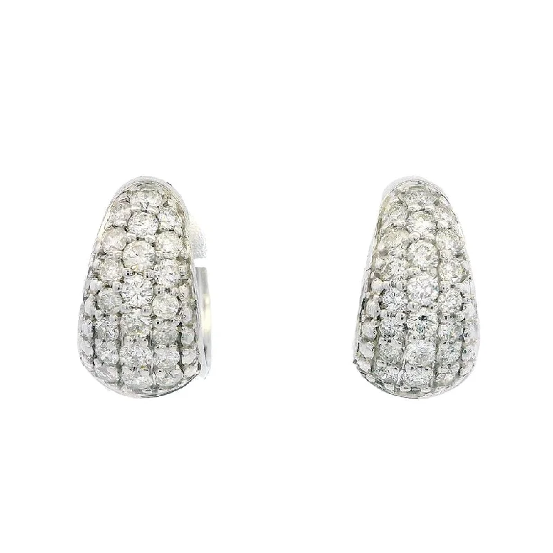 14K White Gold Huggie Diamond Pavé Earring