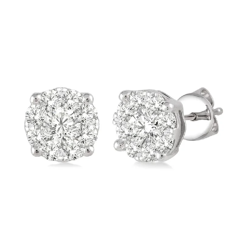 14K White Gold ‘Lovebright’ Diamond Cluster Earrings