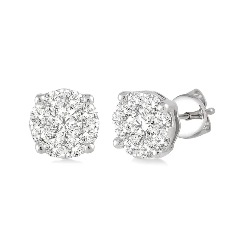 14K White Gold ‘Lovebright’ Diamond Cluster Earrings