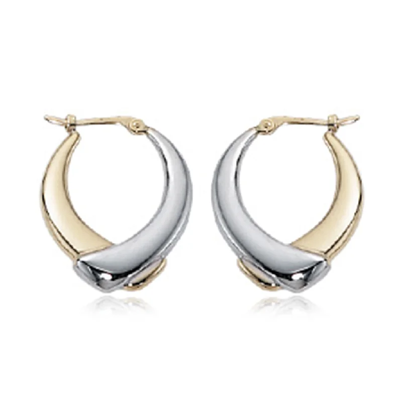 14K Yellow And White Gold Twist Hoop Earrings