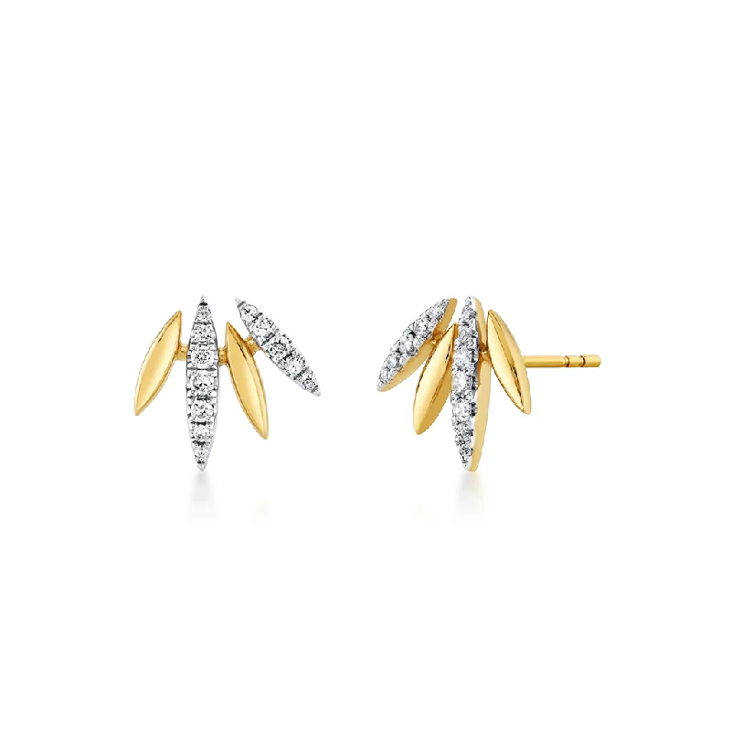 14K Yellow And White 'Tulira' Floral Natural Diamonds Earrings