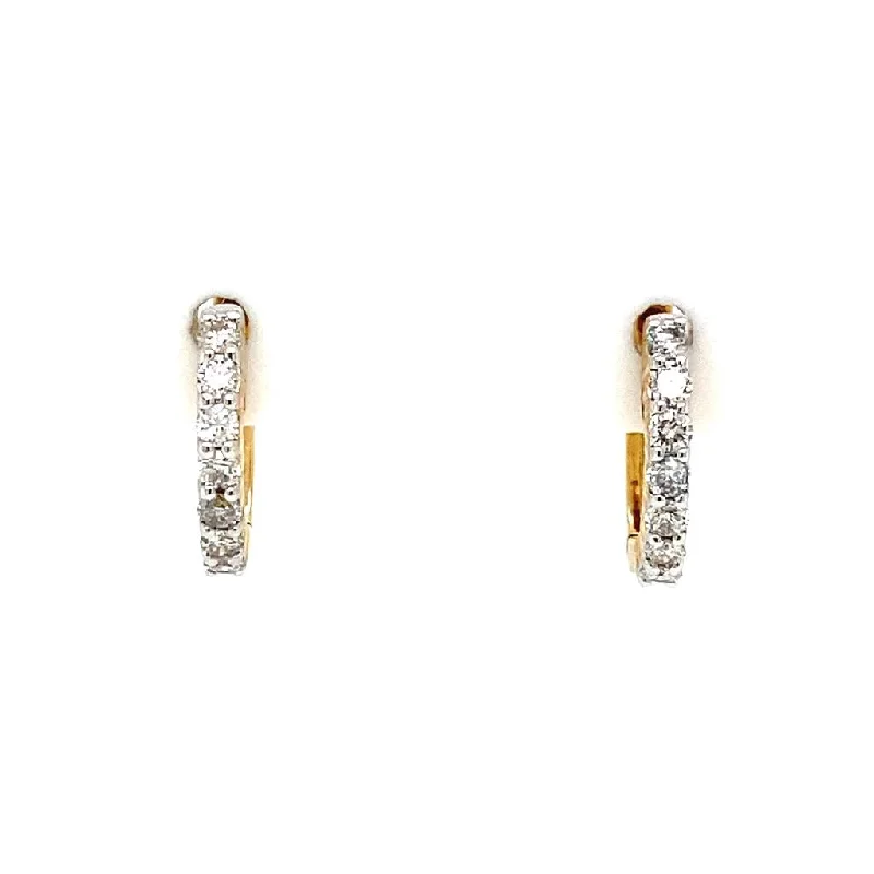 14K Yellow Gold 12mm Diamond Huggie Earrings