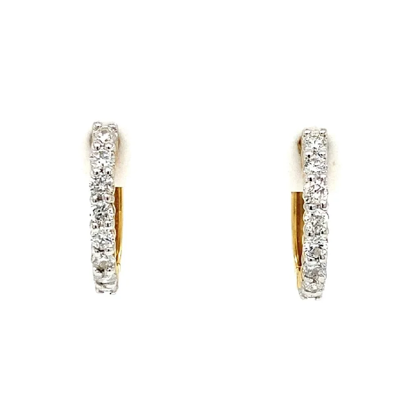 14K Yellow Gold 15mm Diamond Huggie Earrings