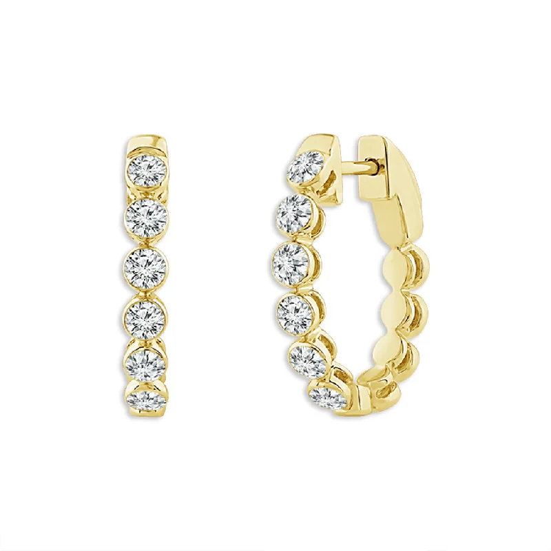 14K Yellow Gold 20Mm Oval Lab Grown Diamonds Hoop Earrings