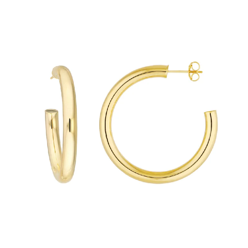 14K Yellow Gold 35mm Medium Open Hoop Earrings