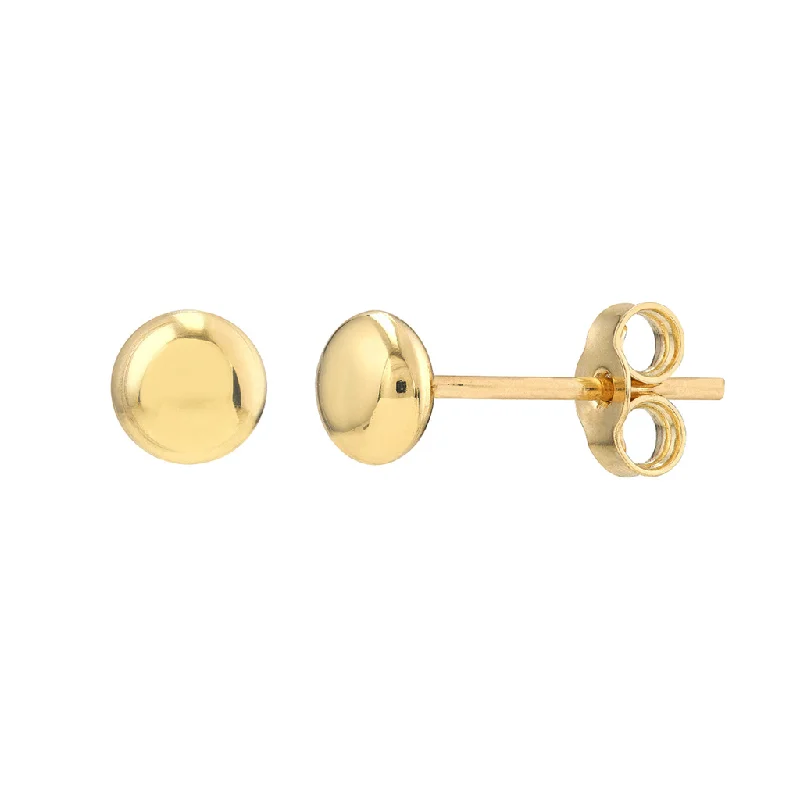 14K Yellow Gold 4.5mm Flat Round Pebble Earrings