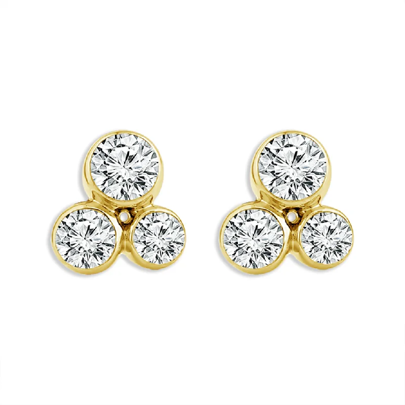 14K Yellow Gold Bubbles Stud Lab Grown Diamonds Stud Earrings