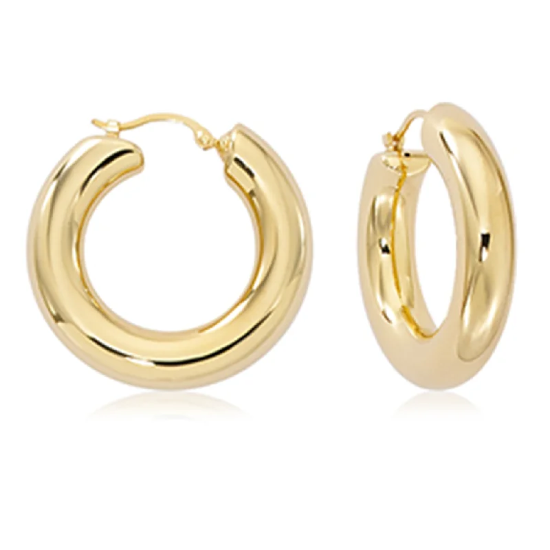 14K Yellow Gold Chubby Hoop Earrings