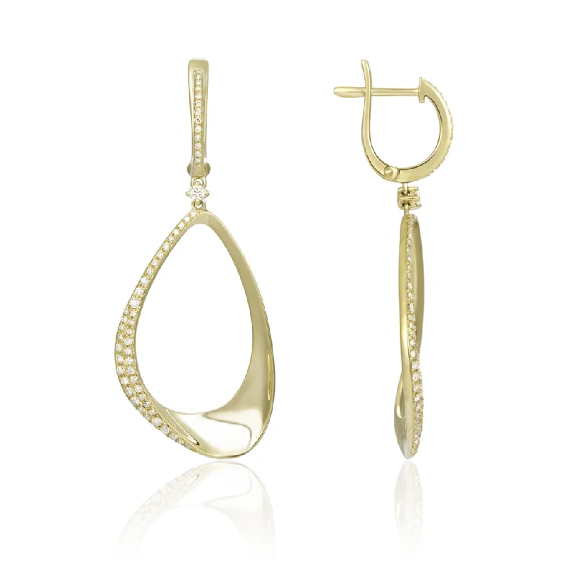 14K Yellow Gold Diamond Dangle Earrings