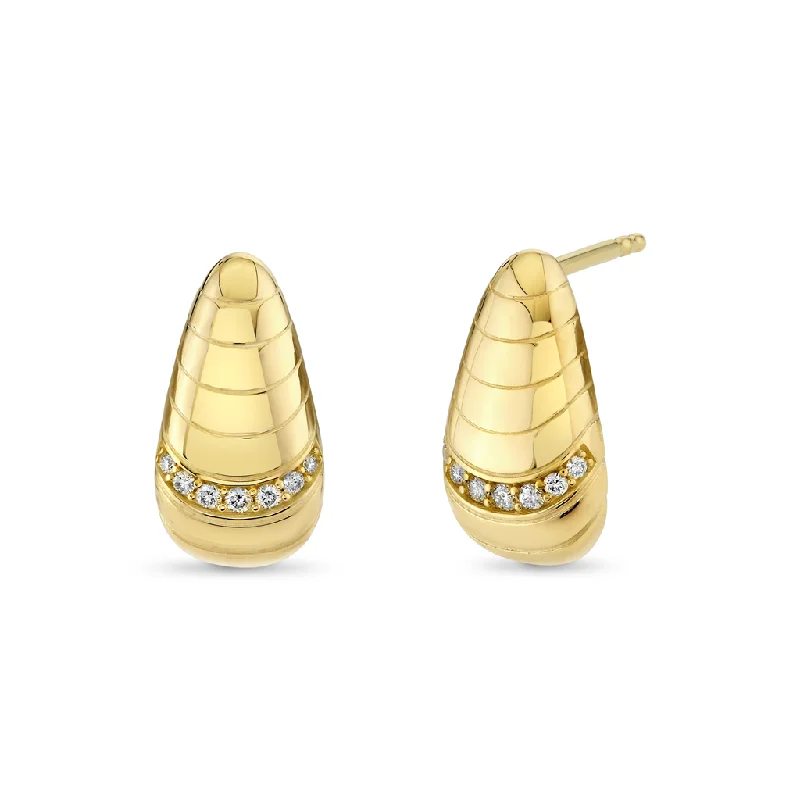 14K Yellow Gold Drop Natural Diamonds Earrings