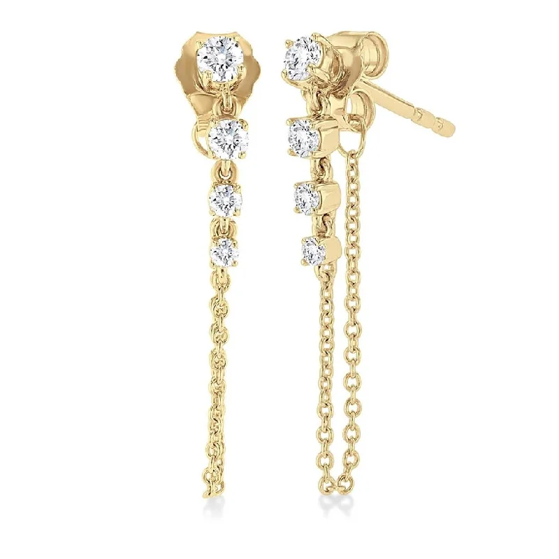 14K Yellow Gold Journey Diamond Earrings