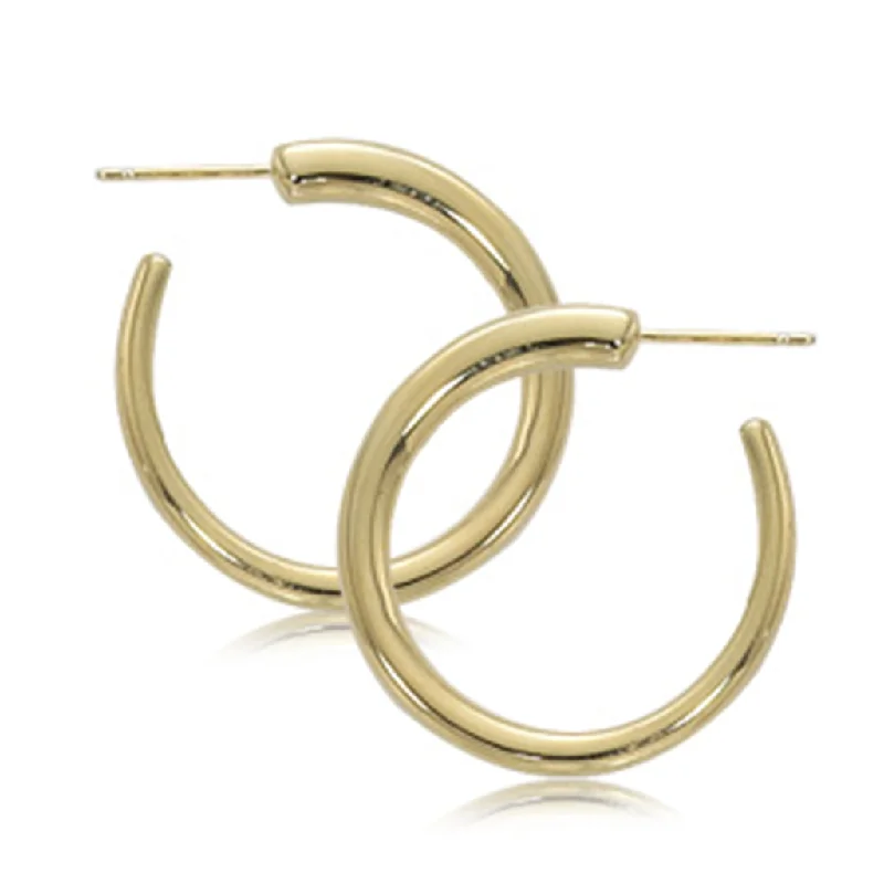 14K Yellow Gold Medium Hoop Earrings With Post