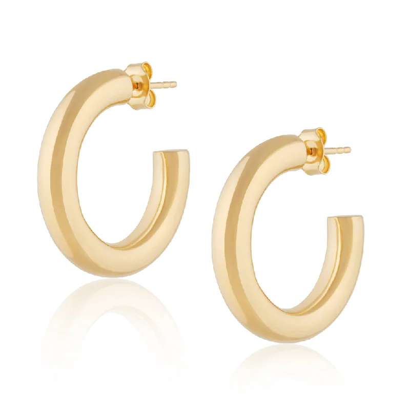 14K Yellow Gold Overlay Tube Hoops