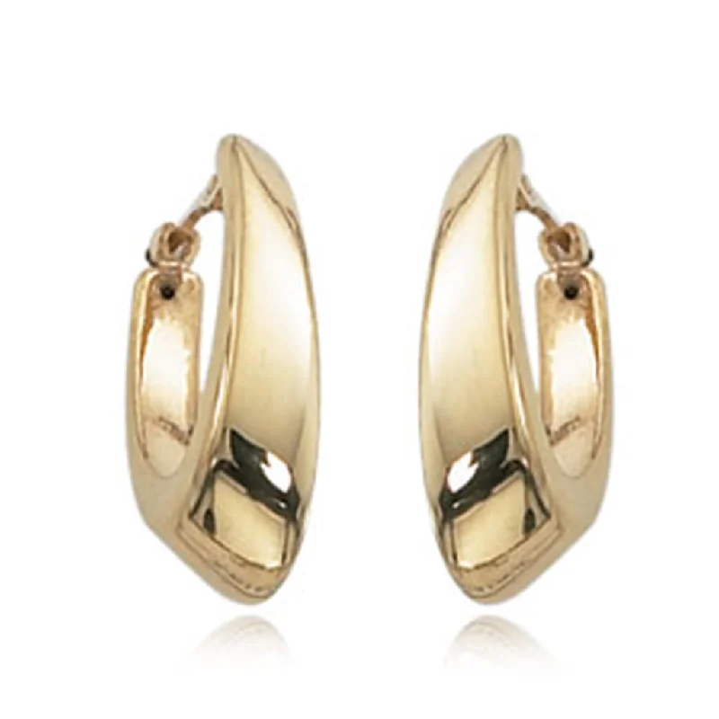 14K Yellow Gold Small Oval Hoop Earrings