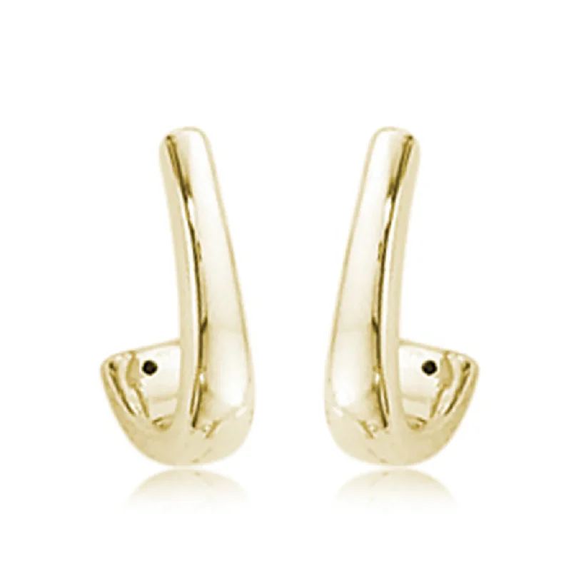 14K Yellow Gold Small Plain J Hoop Earrings