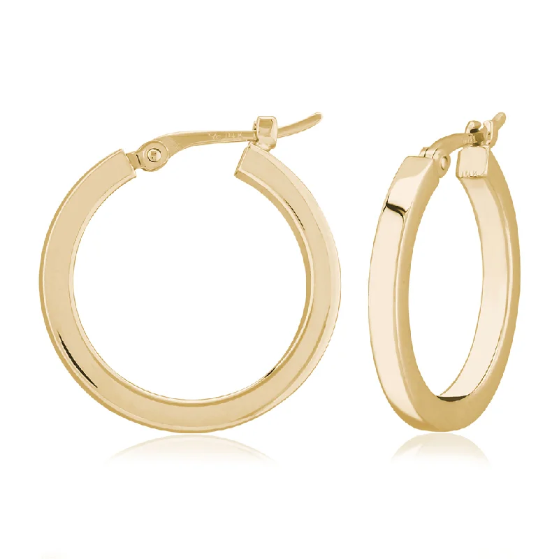 14K Yellow Gold Small Square Hoop Earrings