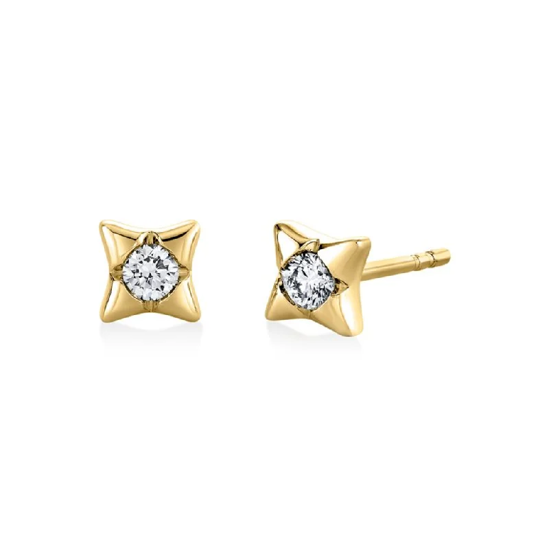 14K Yellow Gold 'Solaz' Diamond Sun Stud Earrings