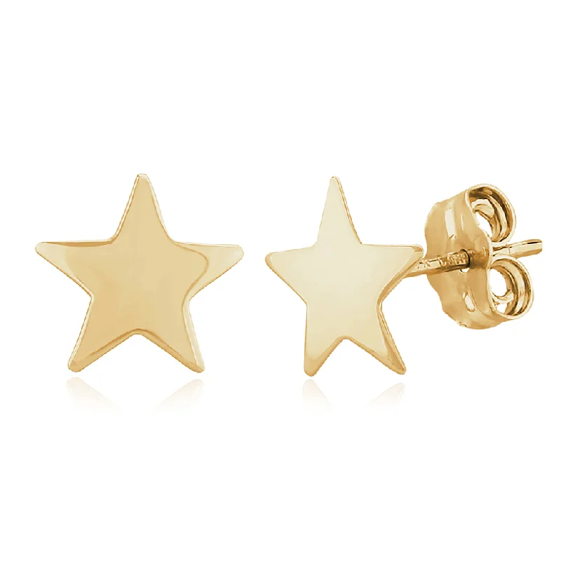 14K Yellow Gold Star Stud Earrings