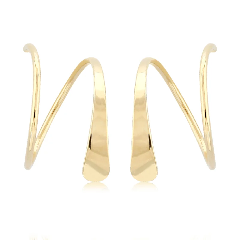 14K Yellow Gold Tapered Wire Cuff Earrings