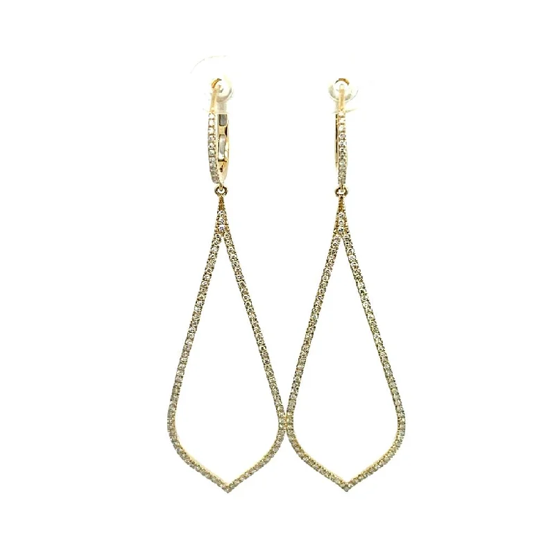 14K Yellow Gold Tear Drop Diamond Earring