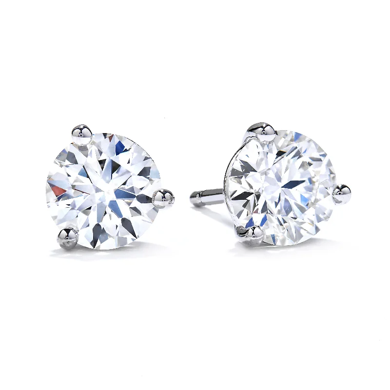 Hearts on Fire .96-1.07CTW Diamond Select Three-Prong Stud Earrings, 18K White Gold