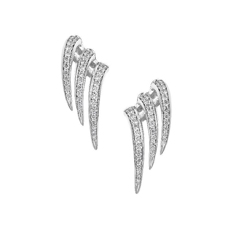 Armis Triple Stud Earrings - 18ct White Gold & Diamond Pavé