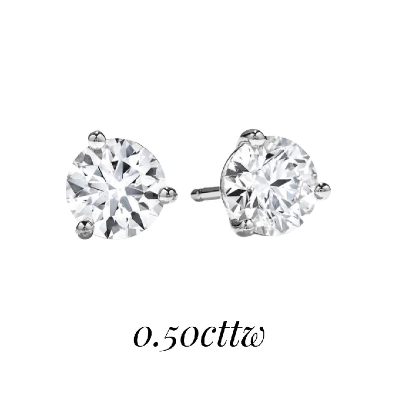 18K White Gold 0.56cttw J VS1 RBC Diamond Stud Earrings by HOF