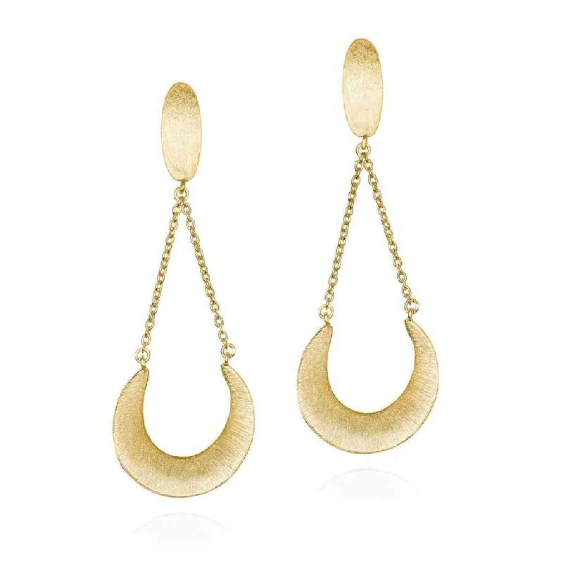 18K Yellow Gold Vermeil Crescent Moon Dangle Earrings