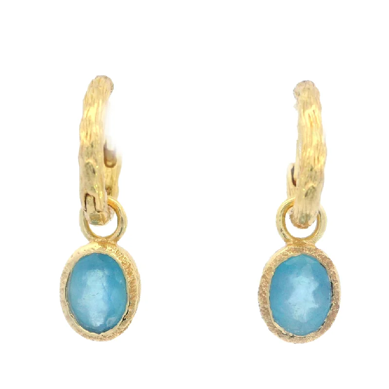 18K Yellow Gold Vermeil Dangle Aquamarine Earrings