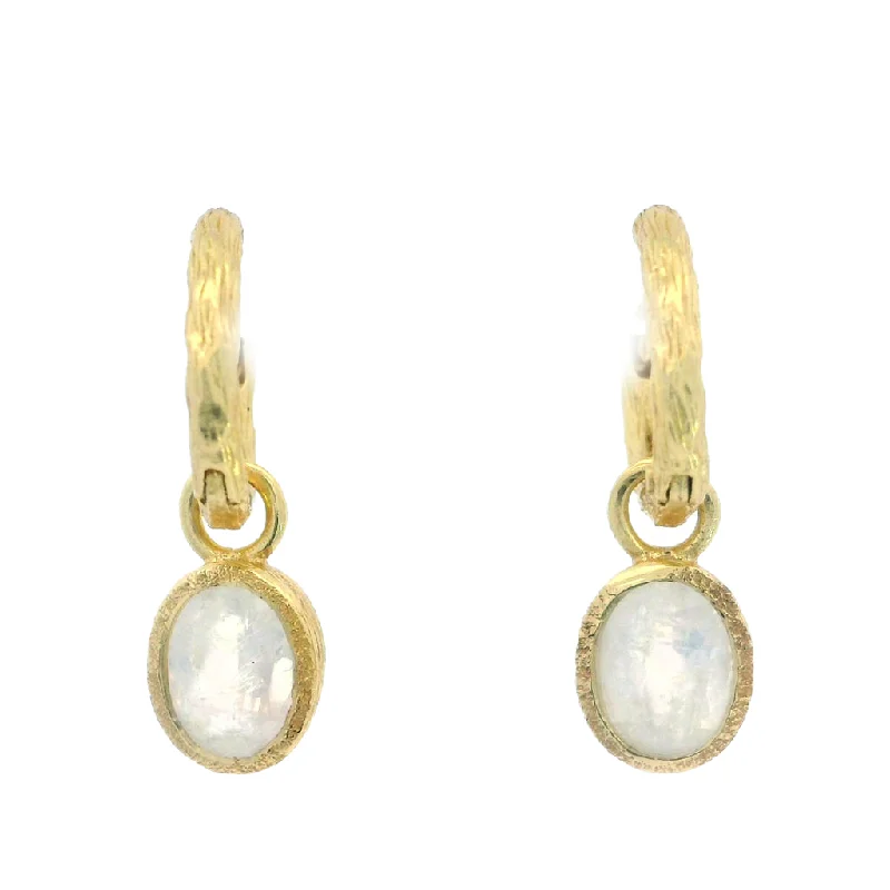 18K Yellow Gold Vermeil Dangle Moonstone Earrings