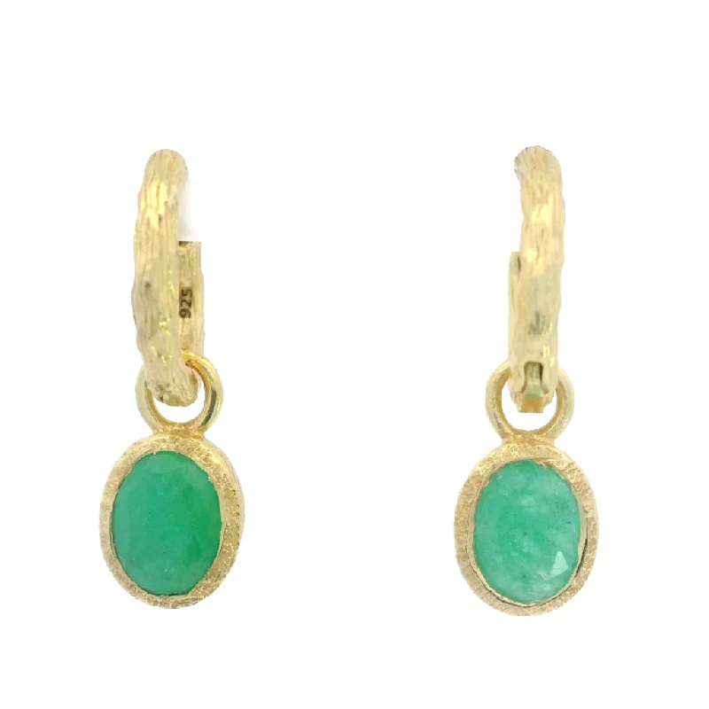 18K Yellow Gold Vermeil Emerald Dangle Earrings