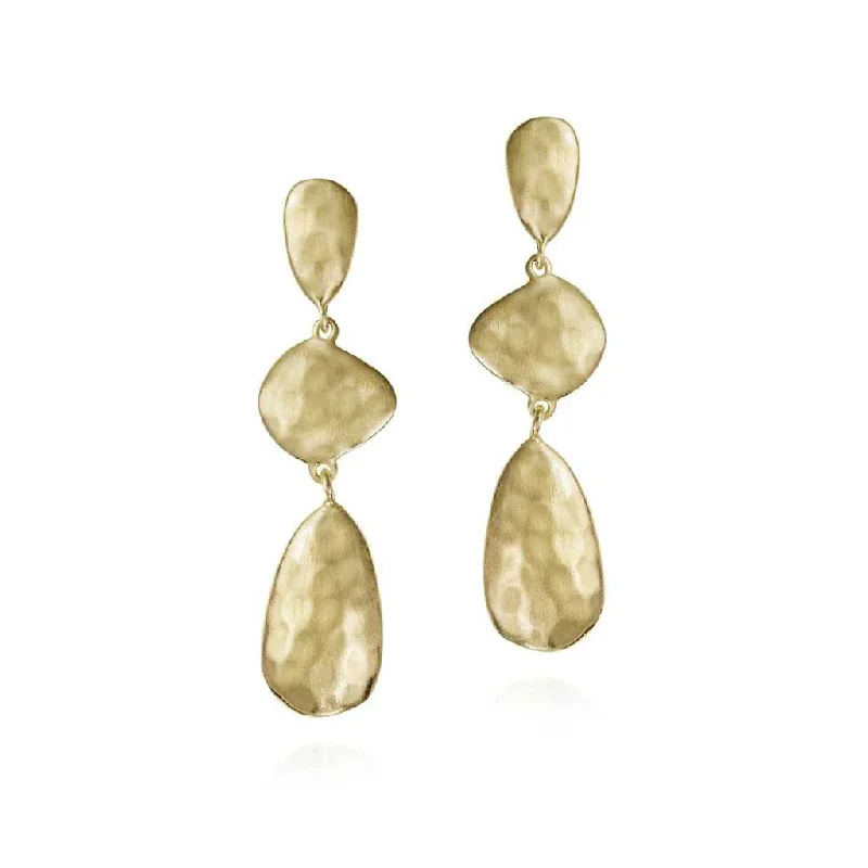 18K Yellow Gold Vermeil Hammered Dangle Earrings